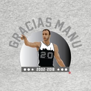 Gracias Manu - (San Antonio/NBA player career emblem) T-Shirt